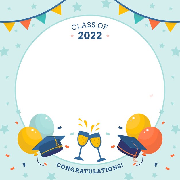 Free Vector flat class of 2022 frame template