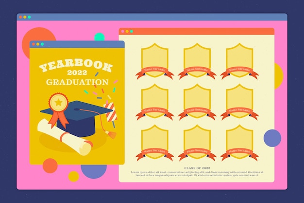 Free vector flat class of 2022 yearbook template