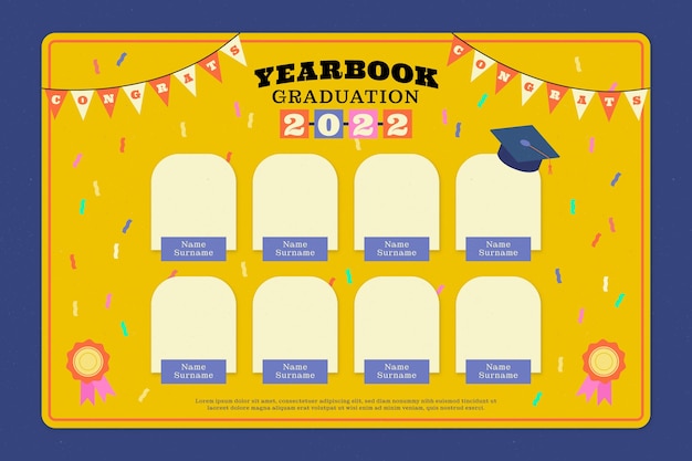 Free vector flat class of 2022 yearbook template