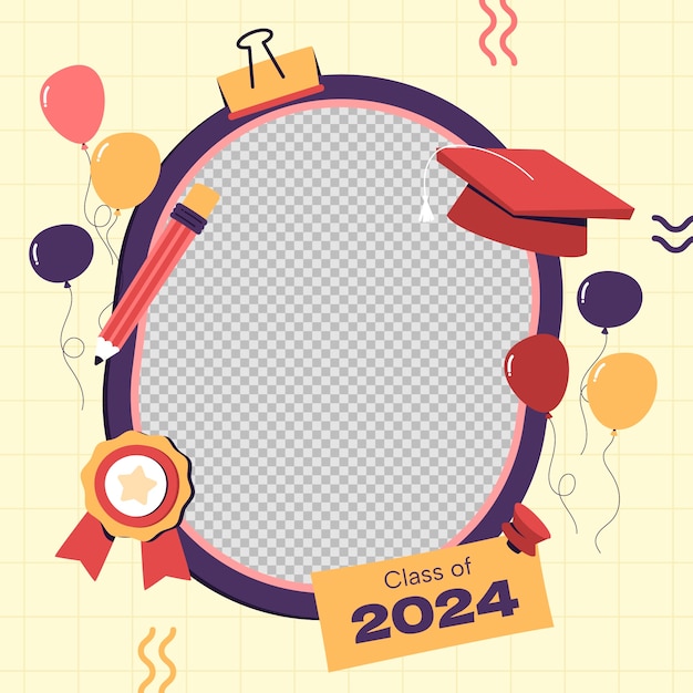 Free vector flat class of 2024 frame template