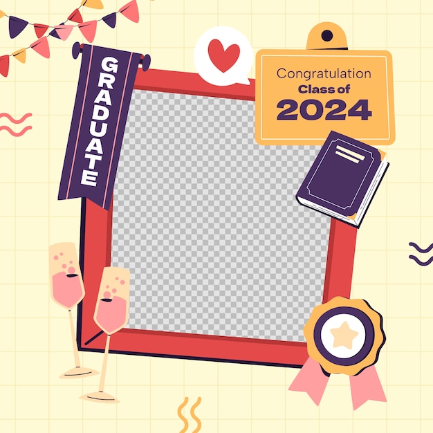 Free vector flat class of 2024 frame template