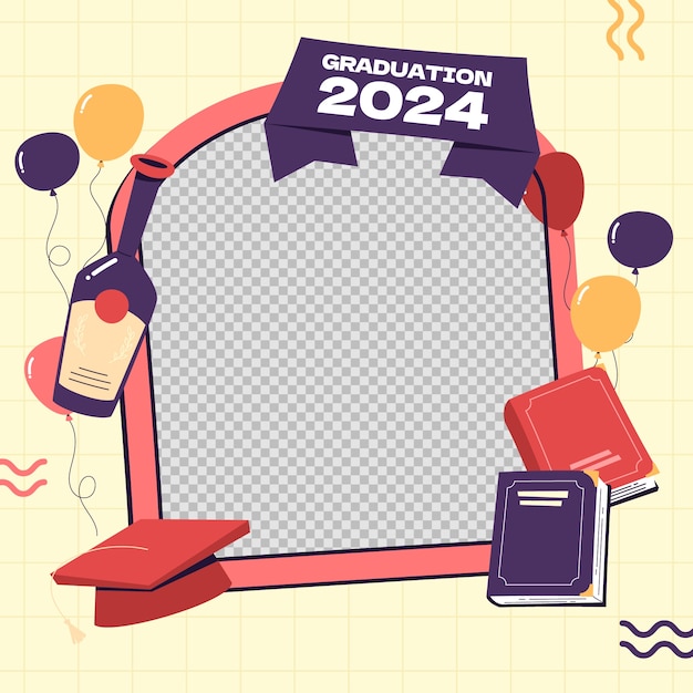 Free vector flat class of 2024 frame template