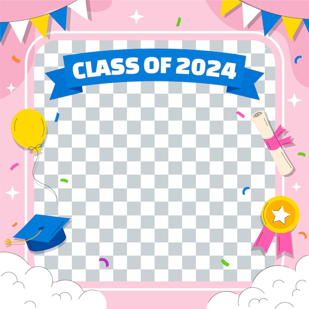 Free vector flat class of 2024 frame template