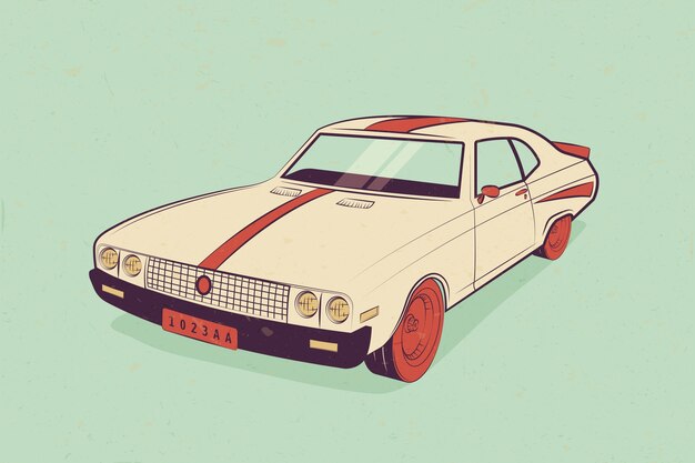 Flat classic muscle car illustration