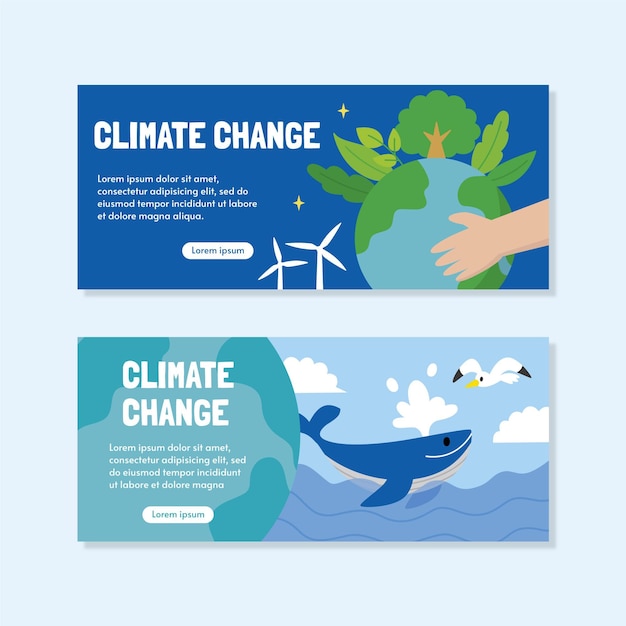 Free vector flat climate change banners set