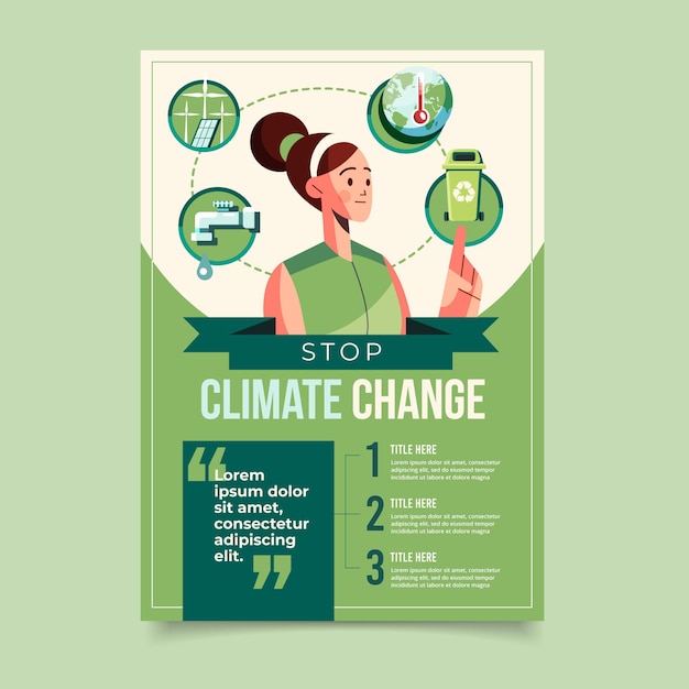 Flat climate change flyer template