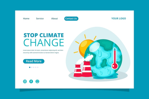 無料ベクター フラットな気候変動のランディングページテンプレート