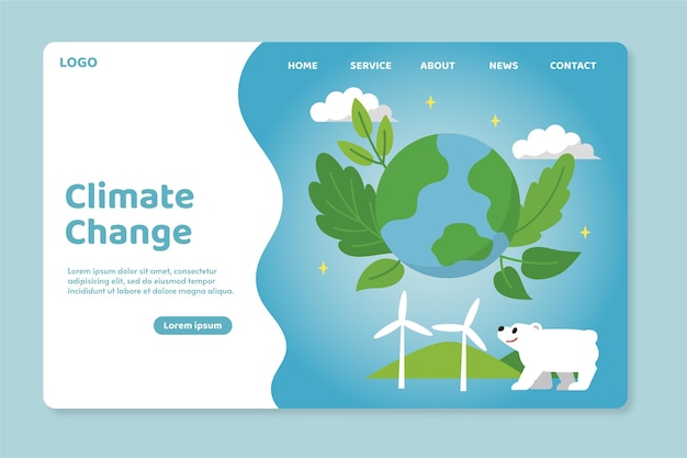 Free vector flat climate change landing page template