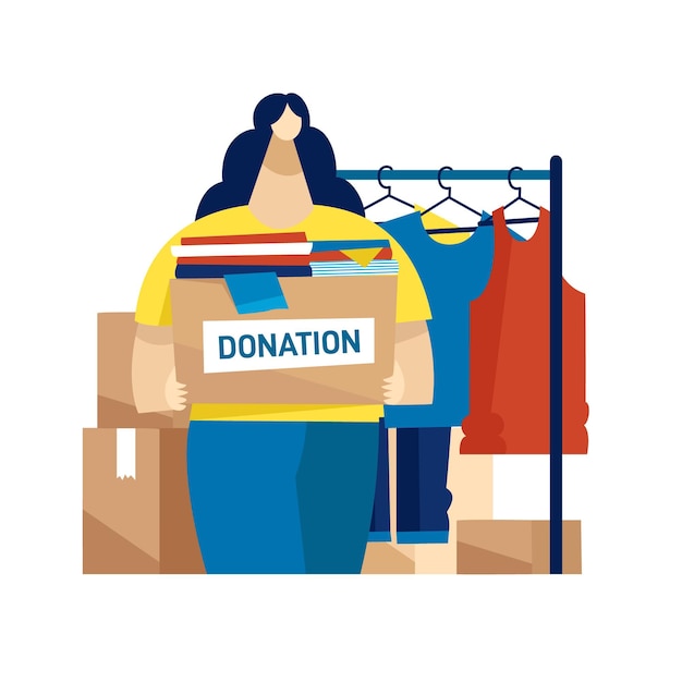 Flat clothing donation concept illustration