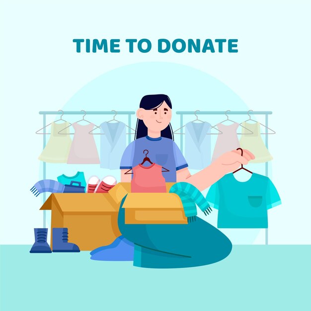 flat clothing donation illustration