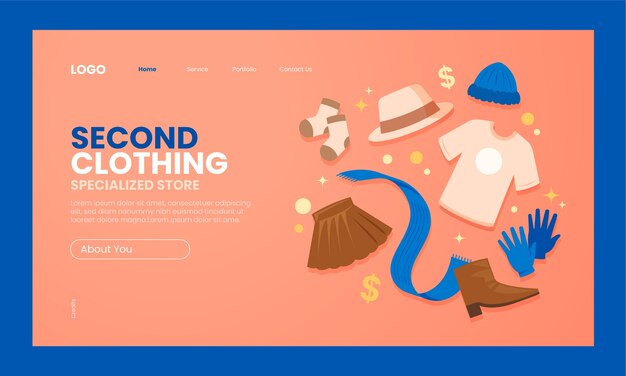 Flat clothing store landing page template