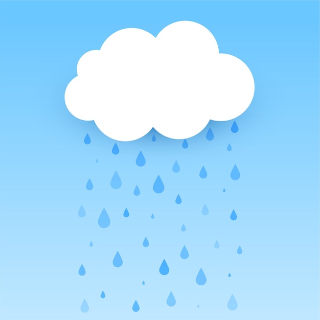 Free vector flat cloud with falling rain background