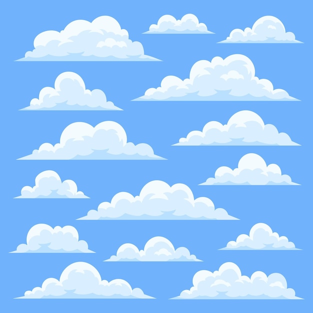 無料ベクター 平らな雲のコレクション