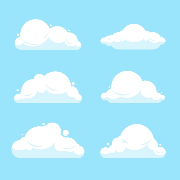 Бесплатное векторное изображение Коллекция плоских облаков