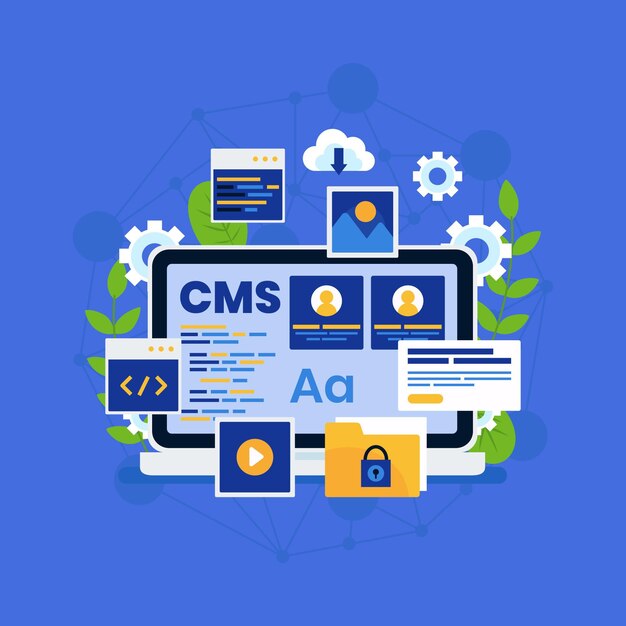 Flat cms concept illustration