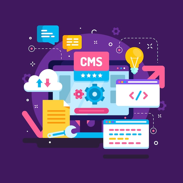 Flat cms concept illustration