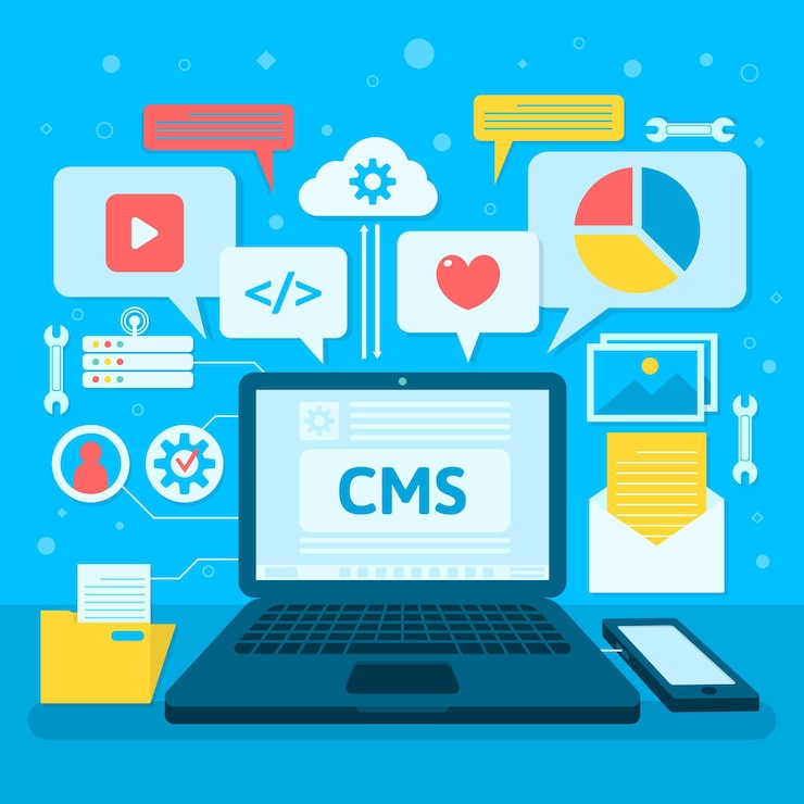 Free Vector flat cms concept with various open apps