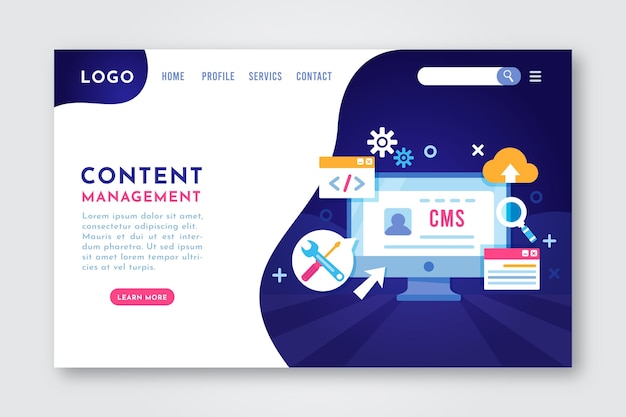 Flat cms landing page template