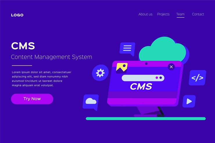 Free Vector flat cms landing page template