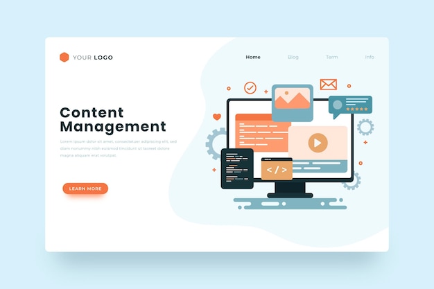 Flat cms landing page template