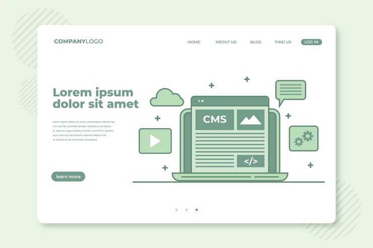 Free Vector flat cms landing page template