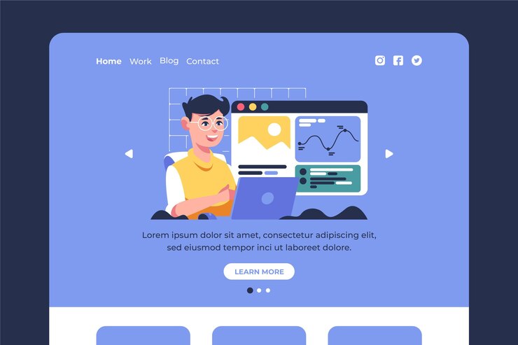 Free Vector flat cms landing page template