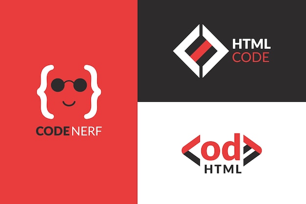Flat code logo collection