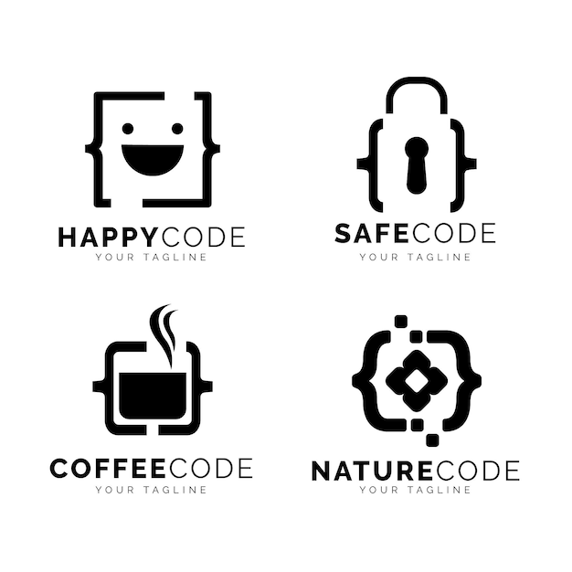 Free vector flat code logo collection