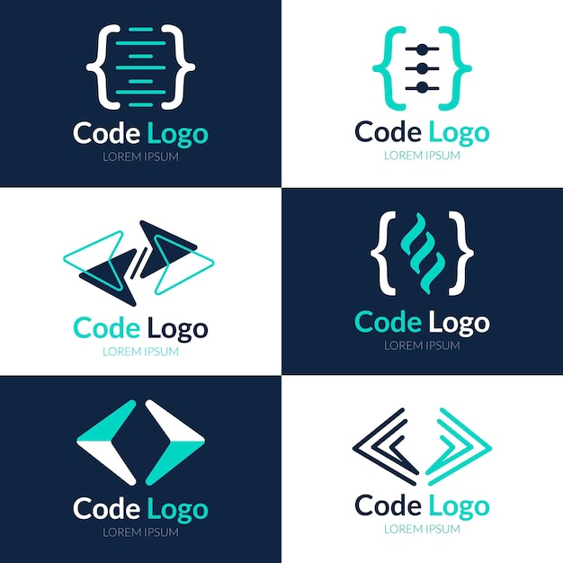 Vettore gratuito collezione di logo di codice piatto