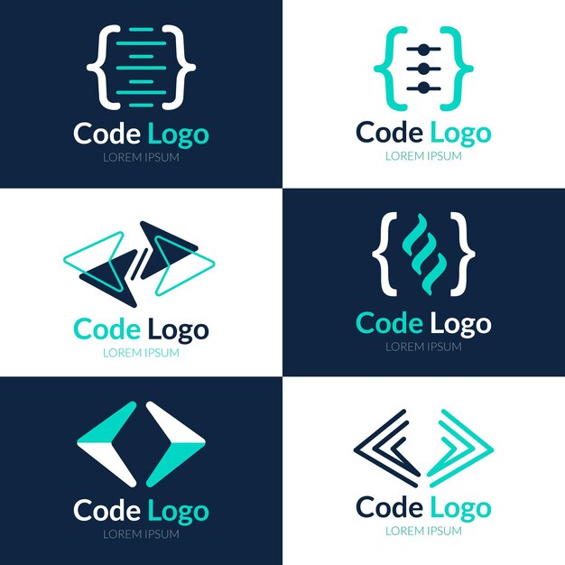 Flat code logo collection