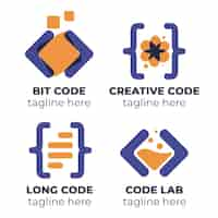 무료 벡터 플랫 코드 로고 컬렉션