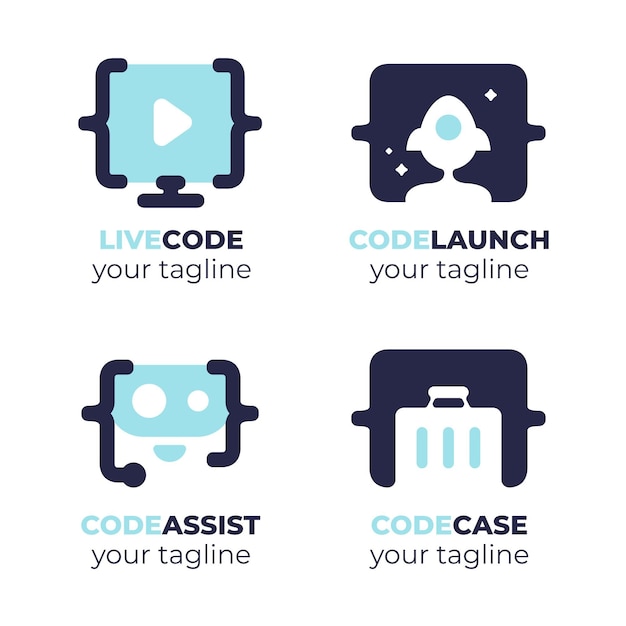 無料ベクター フラットコードロゴコレクション