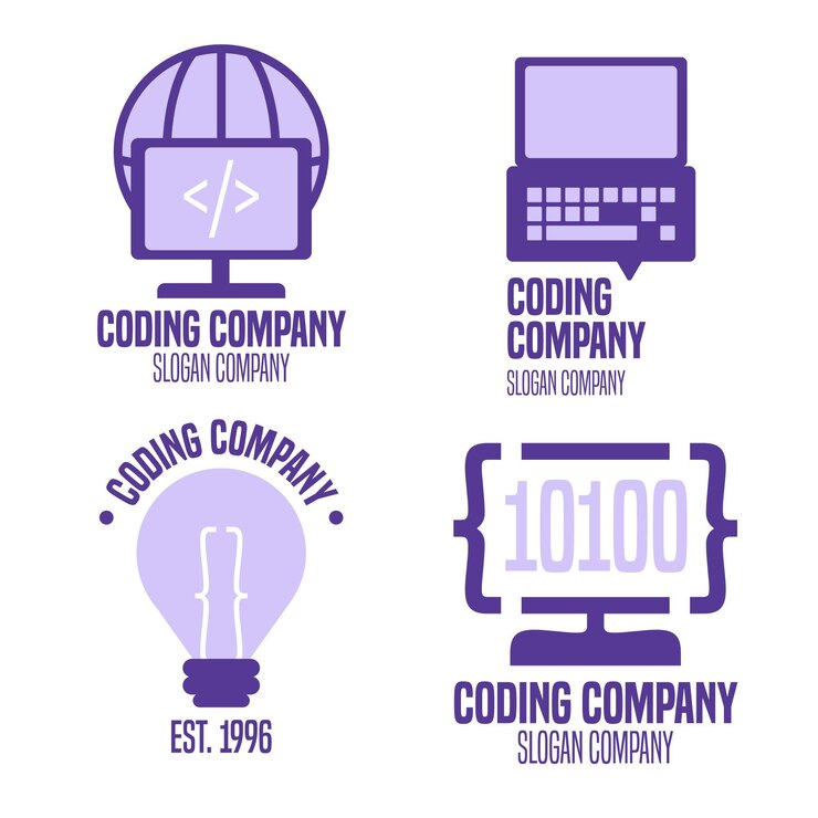 Free Vector flat code logo template collection