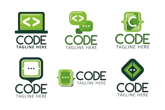 Flat code logos collection