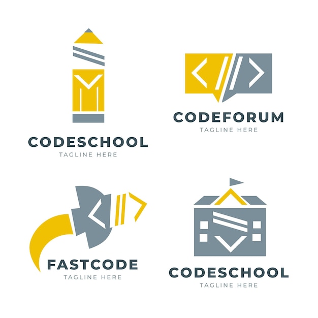 Набор плоских кодовых логотипов