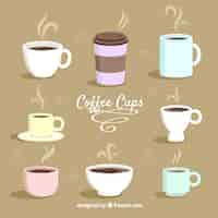 Free vector flat coffee cup collection