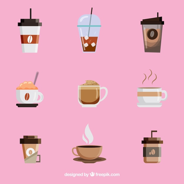 Free vector flat coffee cup collection