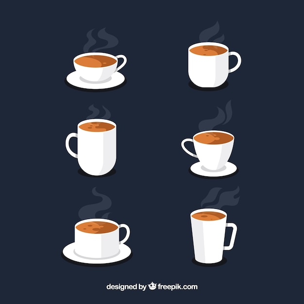 Free vector flat coffee cup collection