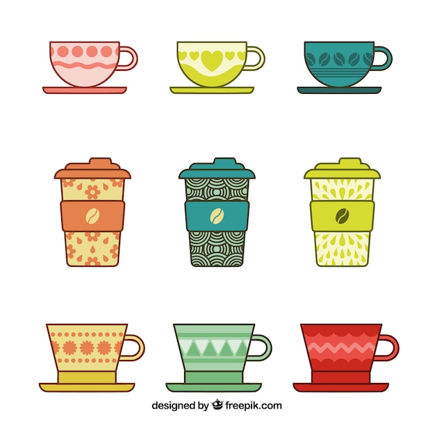 Free vector flat coffee cup collection