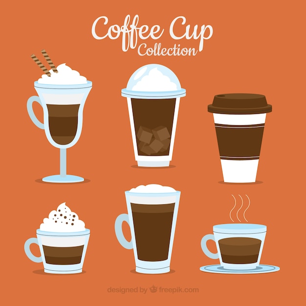 Flat coffee cup collection