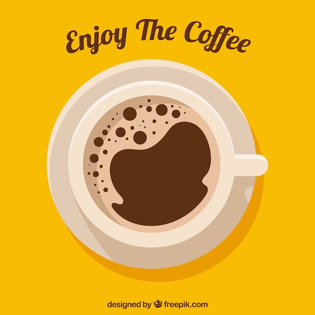 Free vector flat coffee cup with top view