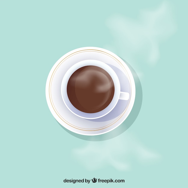 Flat coffee cup with top view