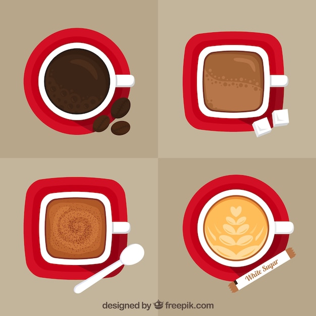 Free vector flat coffee cup with top view