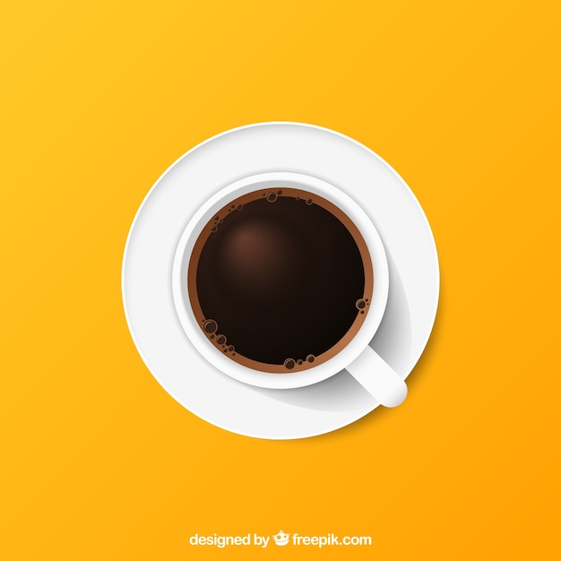 Flat coffee cup with top view