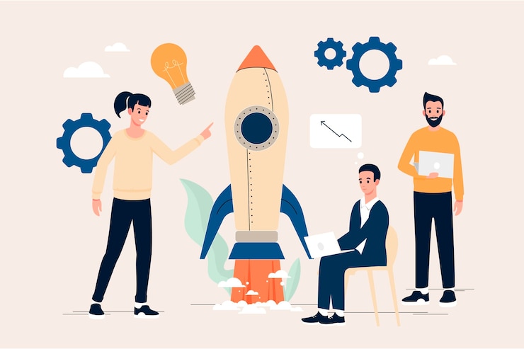 Free Vector flat colleagues starting a business project