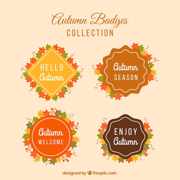 Flat collection of autumn badges