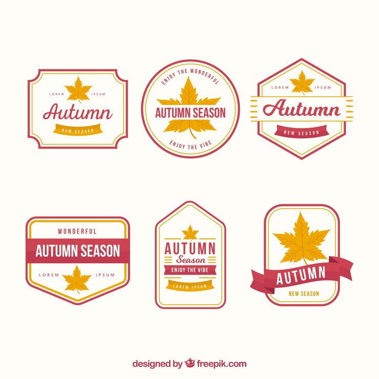 Free Vector flat collection of autumn labels with classical style