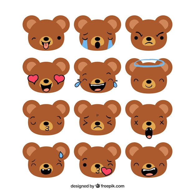 Free vector flat collection of bear emoticons