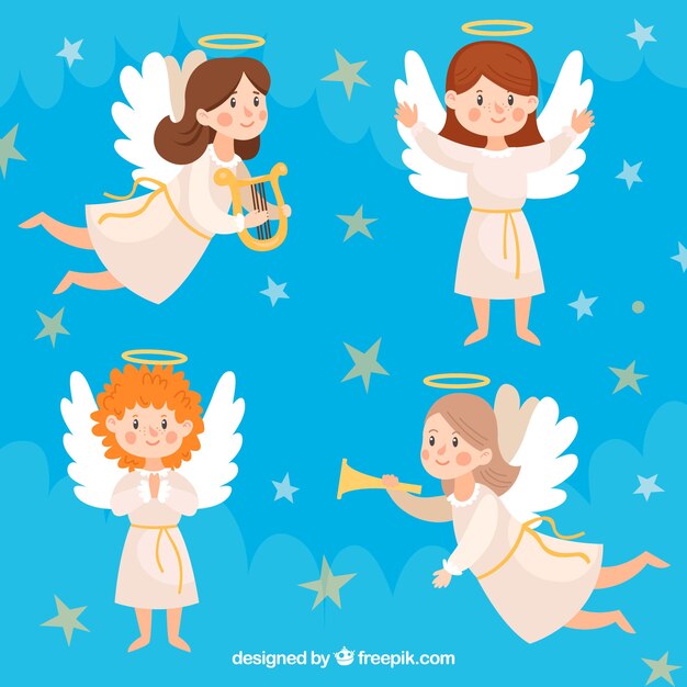 Flat collection of christmas angels