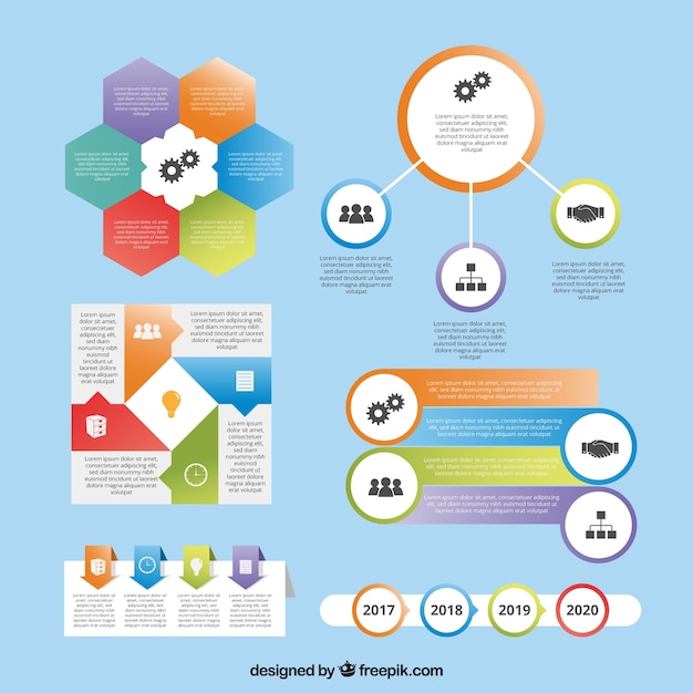 Flat Collection of Colored Infographic Items – Free Vector Download